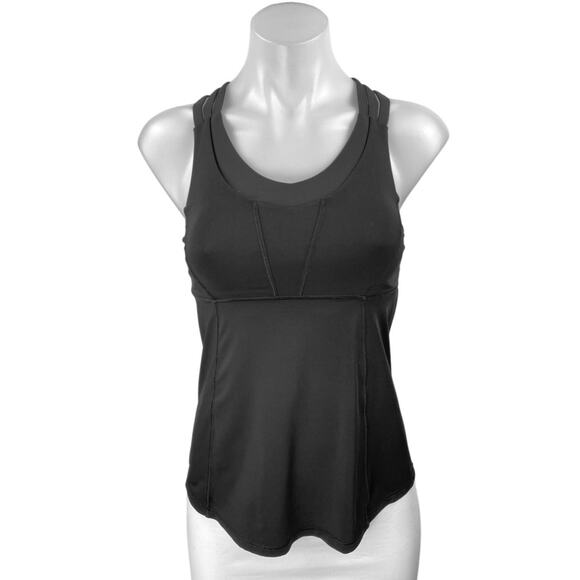 Lululemon Black Sleeveless Built In Sports Bra Yoga Athletic Tank Top Size 2 - Picture 1 of 3